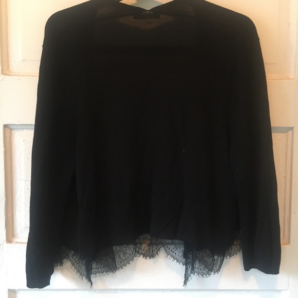 TOMMY HILFIGER lacy lace shrug cardigan short top M Medium S 3/4 sleeve black - Picture 3 of 4
